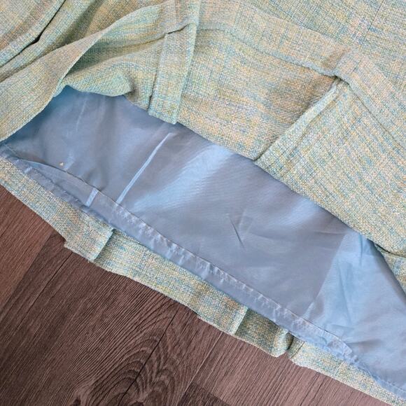 Pendleton Women's Vintage Silk Pleated Midi Skirt Light Blue Green Size 10 - Picture 8 of 10